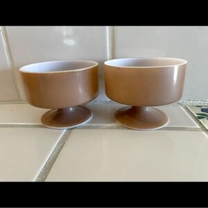 Vintage Federal Glass Brown Footed Dessert Cups – Set of 2